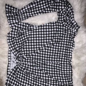Off-Shoulder Flannel Crop Top